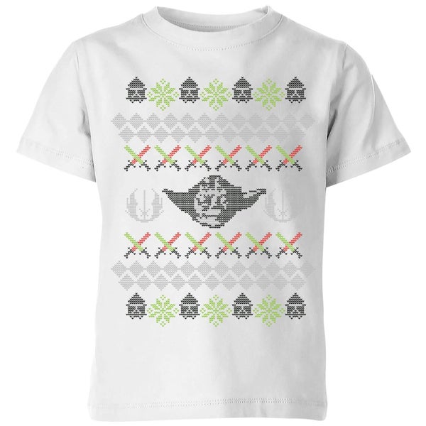 Camiseta navideña Yoda Knit para niños de Star Wars - Blanco
