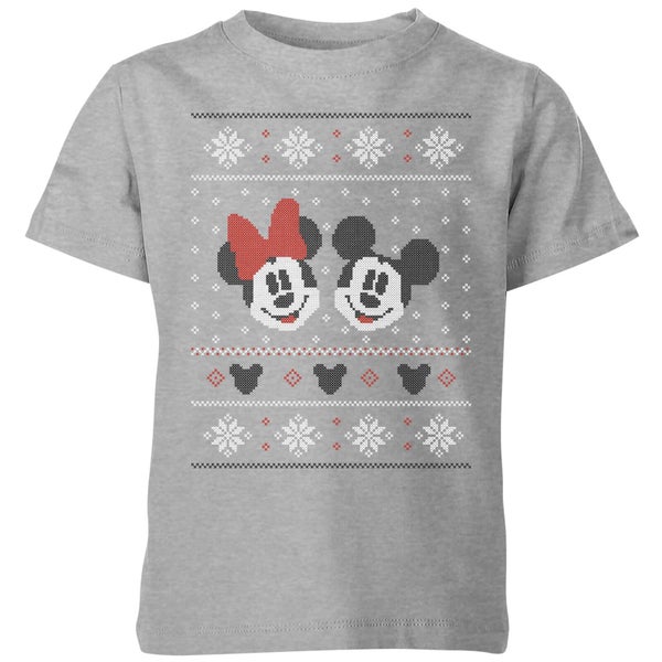 Disney Mickey en Minnie Mouse kinder kerst t-shirt - Grijs