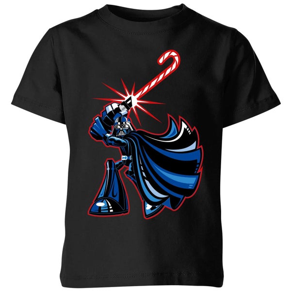Star Wars Candy Cane Darth Vader Kids' Christmas T-Shirt - Black