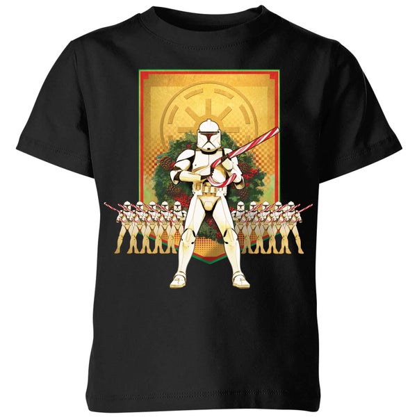 Star Wars Candy Cane Stormtroopers Kids' Christmas T-Shirt - Black