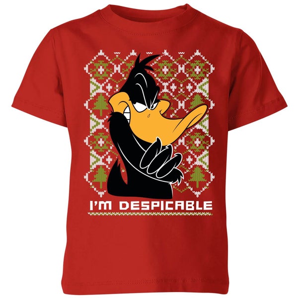 Looney Tunes Daffy Duck Knit Kids' Christmas T-Shirt - Red