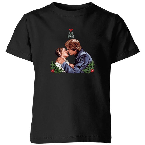 Star Wars Mistletoe Kiss Kids' Christmas T-Shirt - Black