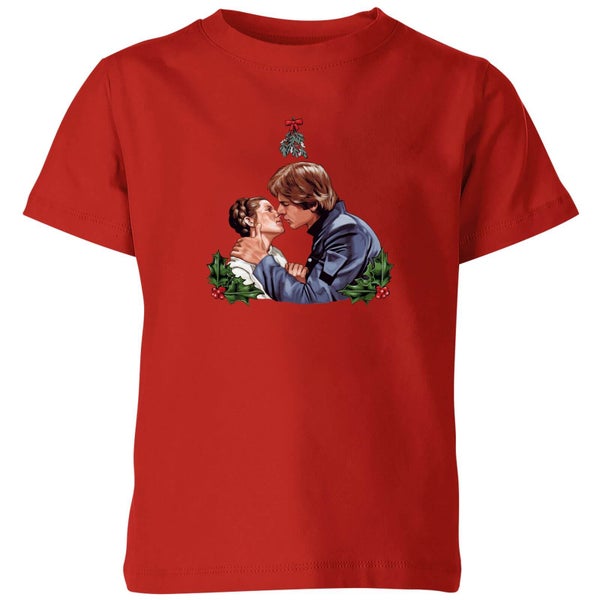 Star Wars Mistletoe Kiss Kids' Christmas T-Shirt - Red