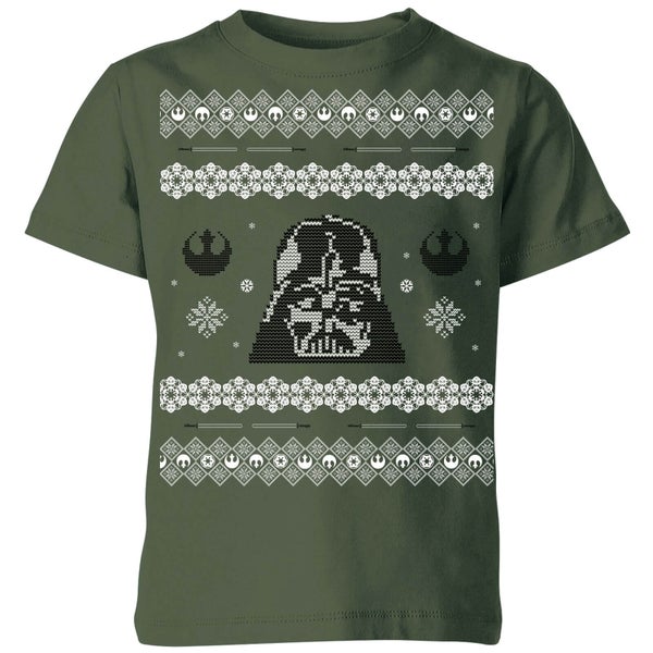 Star Wars Darth Vader Knit Kids' Christmas T-Shirt - Forest Green