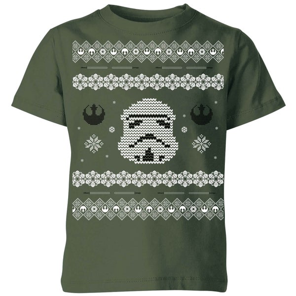 Star Wars Stormtrooper Knit Kids' Christmas T-Shirt - Forest Green