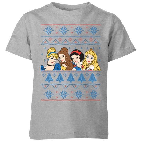 Disney Prinsessen Faces kinder kerst t-shirt - Grijs