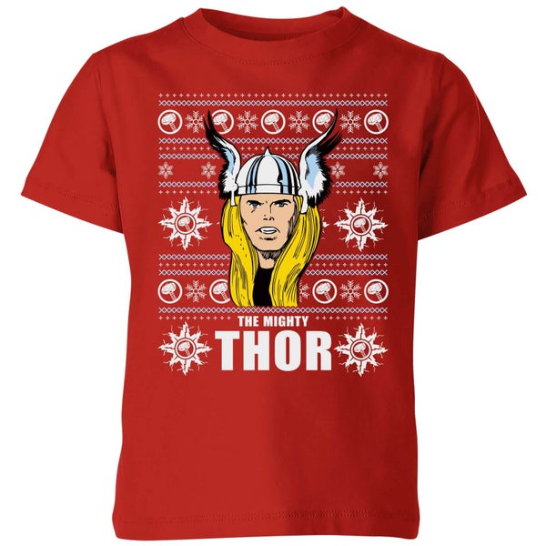 Marvel Thor Face kinder kerst t-shirt - Rood