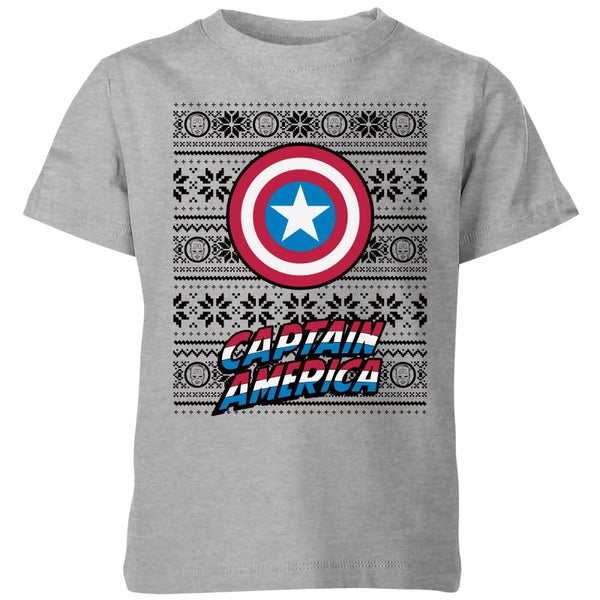 Marvel Captain America Kids' Christmas T-Shirt - Grey