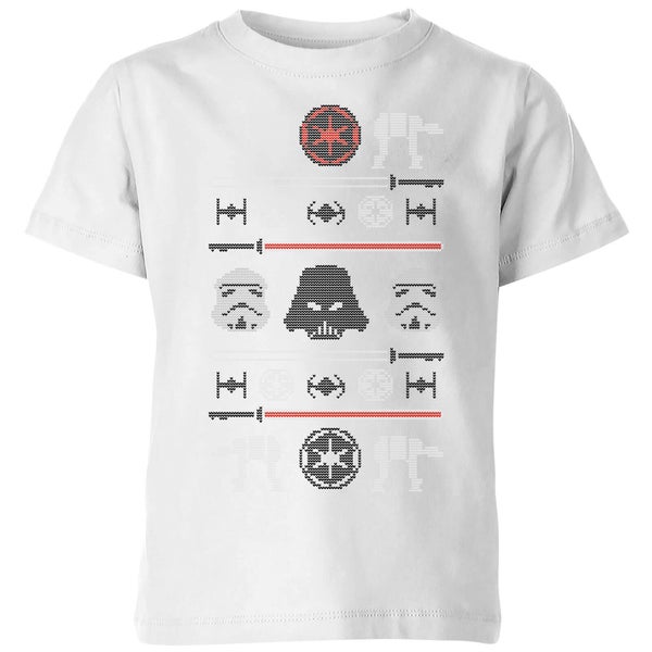 Star Wars Imperial Knit Kids' Christmas T-Shirt - White