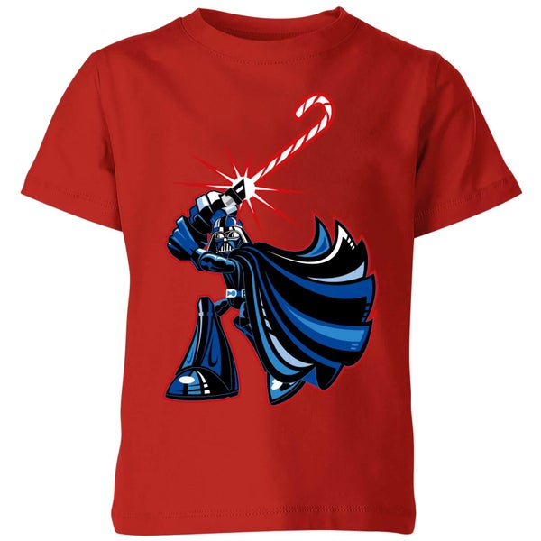 Star Wars Candy Cane Darth Vader Kids' Christmas T-Shirt - Red