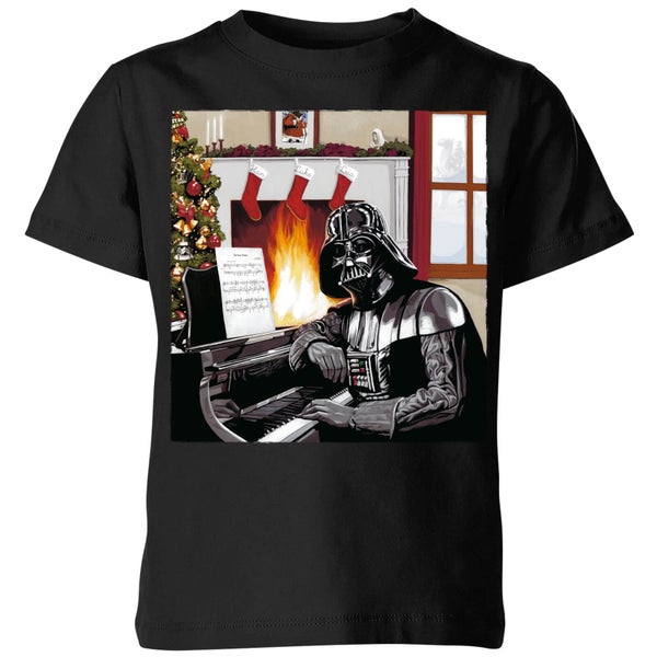Star Wars Darth Vader Piano Player Kids' Christmas T-Shirt - Black