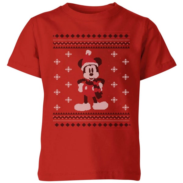 Disney Mickey Scarf Kids' Christmas T-Shirt - Red