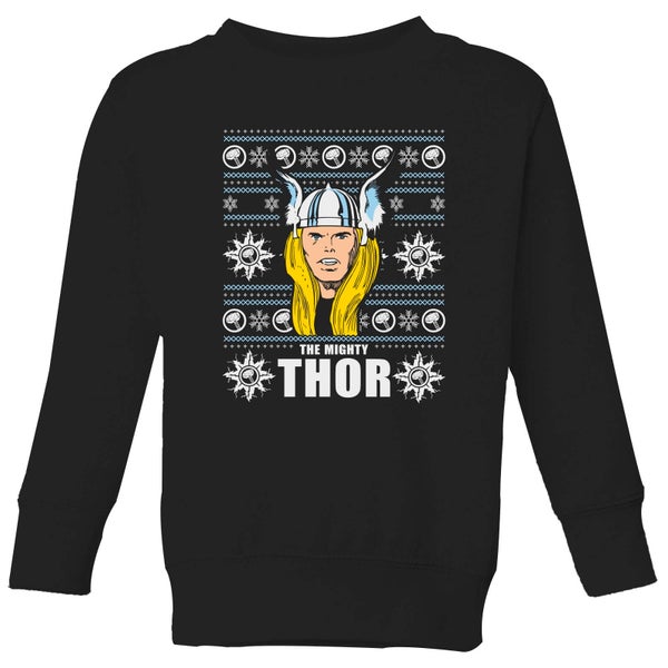 Marvel Thor Face Kids' Christmas Jumper - Black