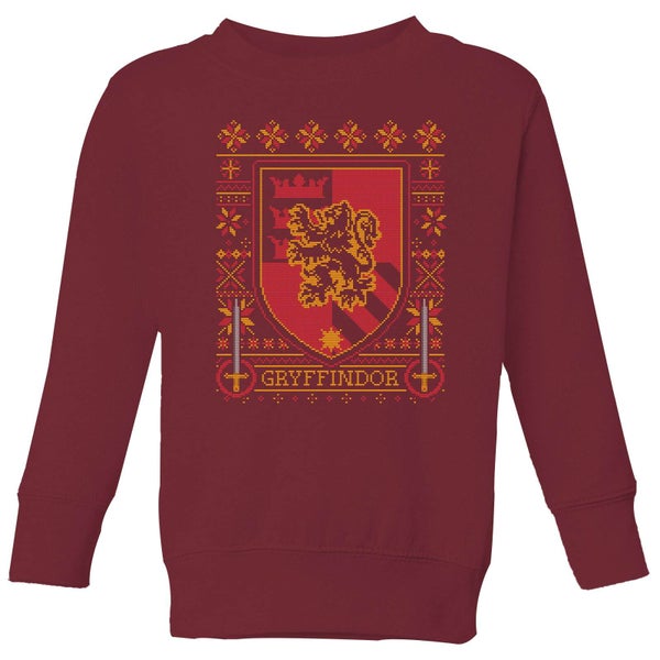 Harry Potter Gryffindor Crest Kids' Christmas Sweatshirt - Burgundy