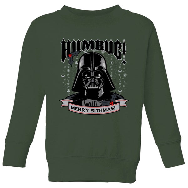 Star Wars Darth Vader Humbug Kids' Christmas Jumper - Forest Green