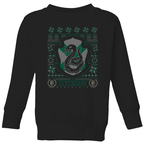 Harry Potter Slytherin Crest Kids' Christmas Sweatshirt - Black