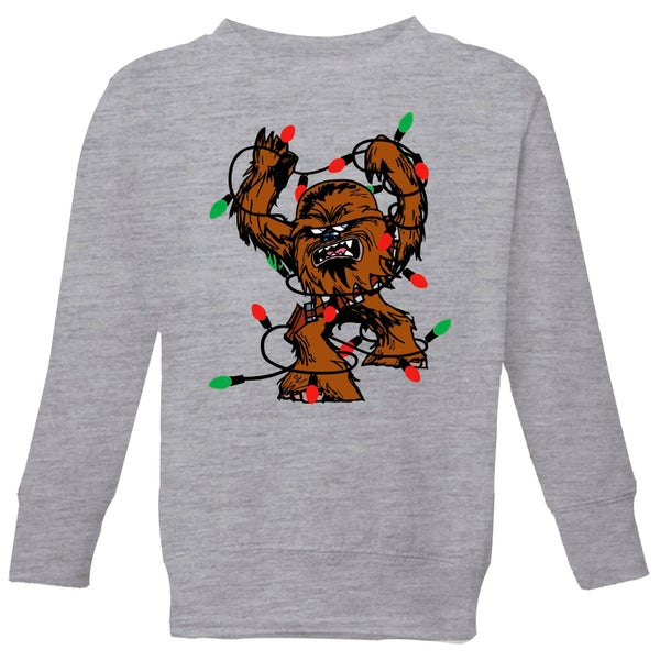 Star Wars Tangled Fairy Lights Chewbacca Kids' Christmas Sweatshirt - Grey