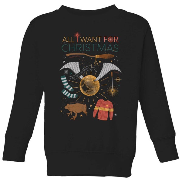 Harry Potter All I Want Kids' Christmas Sweatshirt - Black