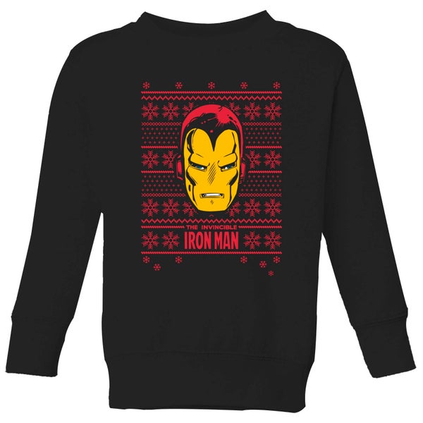 Marvel Iron Man Face kinder Christmas trui - Zwart