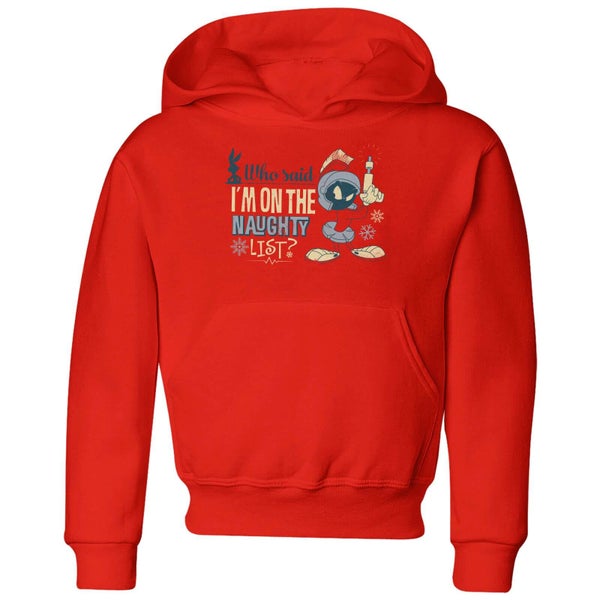 Looney Tunes Martian Who Said Im On The Naughty List Kids' Christmas Hoodie - Red