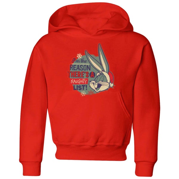 Looney Tunes I'm The Reason There Is A Naughty List Kids' Christmas Hoodie - Red