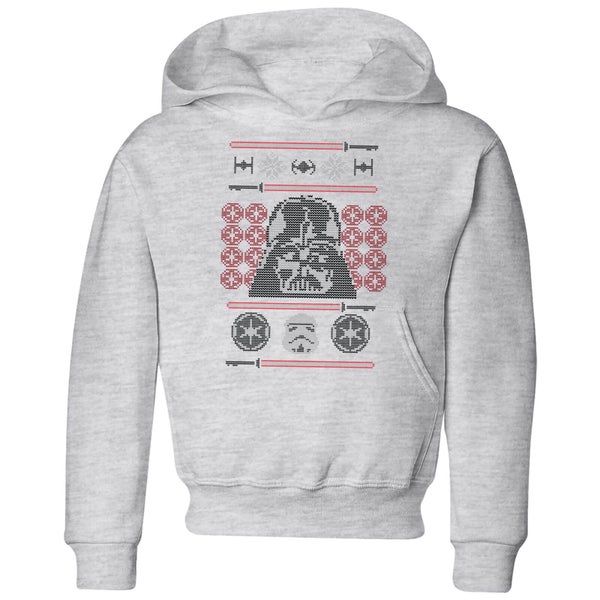 Star Wars Darth Vader Face Knit Kids' Christmas Hoodie - Grey