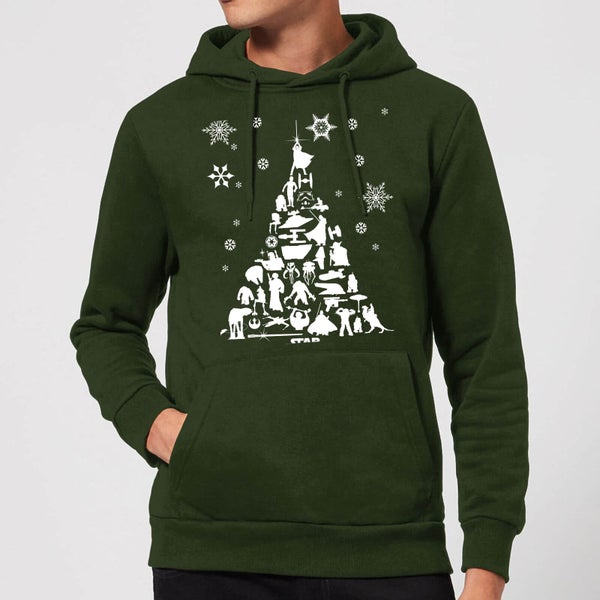 Star Wars Character Christmas Tree Christmas Hoodie - Forest Green