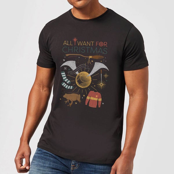 Harry Potter All I Want Men's Christmas T-Shirt - Black