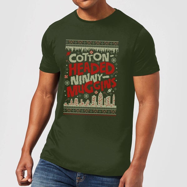 Elf Cotton-Headed-Ninny-Muggins Knit Herren Christmas T-Shirt - Dunkelgrün