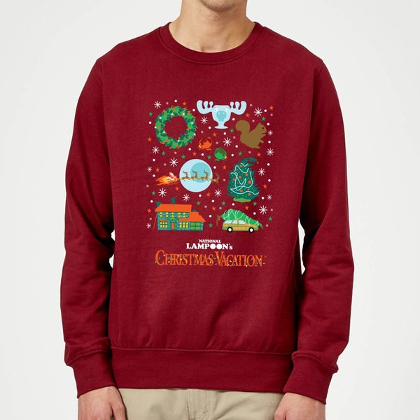 National Lampoon Griswold Christmas Starter Pack Christmas Jumper - Burgundy