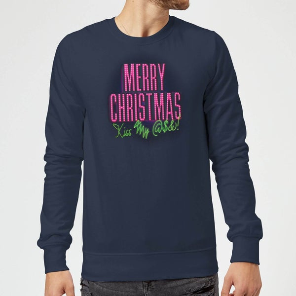 National Lampoon Merry Christmas (Kiss My @$$) Christmas Sweater - Navy