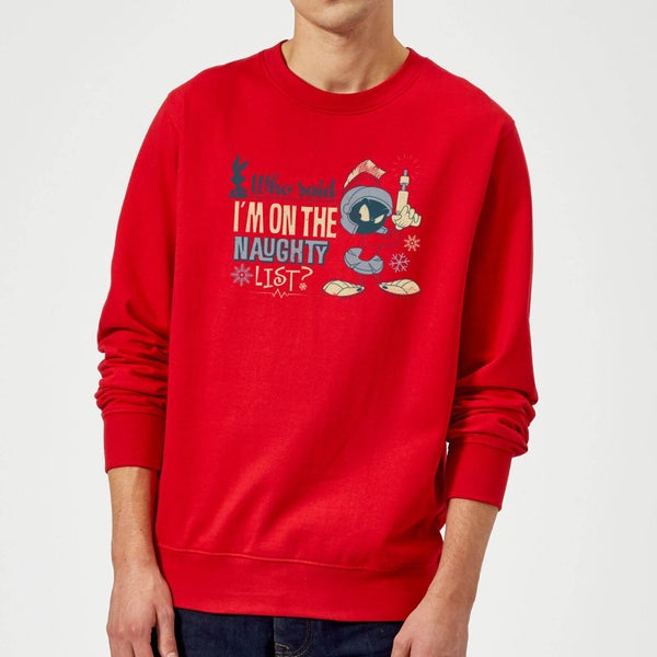 Looney Tunes Martian Who Said Im On The Naughty List Christmas Jumper - Red