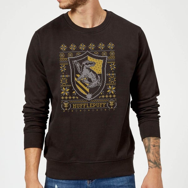 Harry Potter Hufflepuff Crest Pull de Noël - Noir