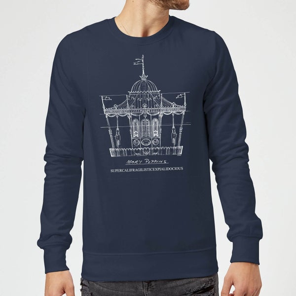 Mary Poppins Carousel Sketch Christmas Jumper - Navy