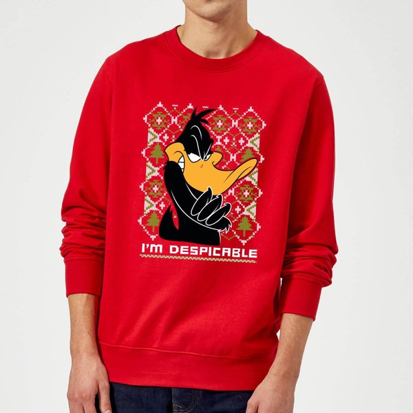 Looney Tunes Daffy Duck Knit Christmas Sweater - Red
