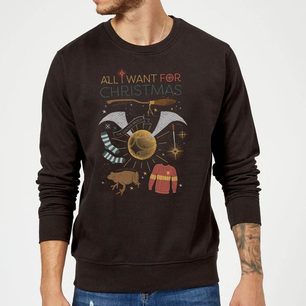 Harry Potter All I Want Weihnachtspullover – Schwarz
