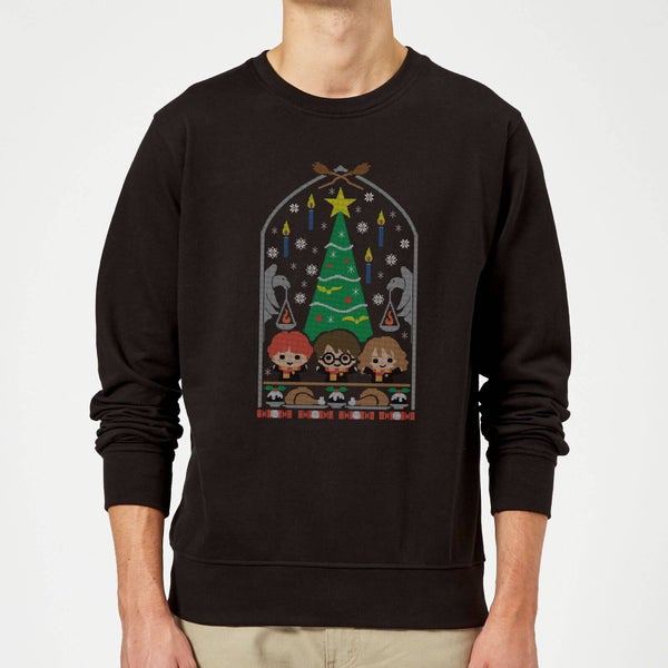 Harry Potter Hogwarts Tree Christmas Sweater - Black