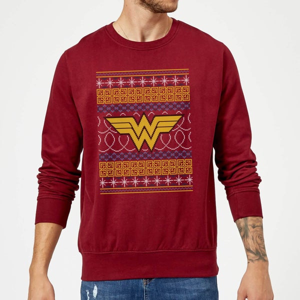 DC Wonder Woman Knit Christmas Jumper - Burgundy