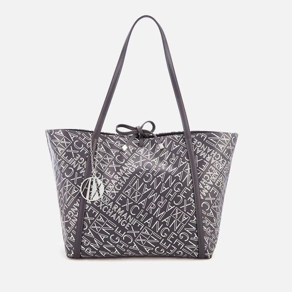 Armani Exchange Women's Medium Logo Shopper Bag - Anthracite/Argento
