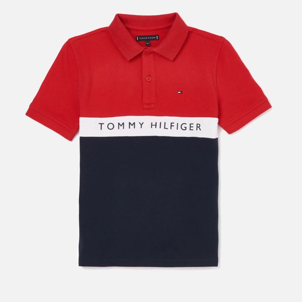 Tommy Hilfiger Boys' Essential Colourblock Stripe Polo Shirt - Lychee