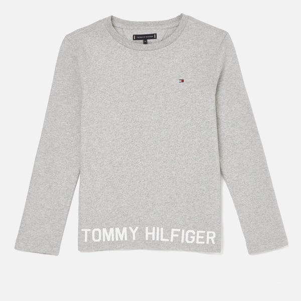 Tommy Hilfiger Boys' Hem Logo Long Sleeve T-Shirt - Grey Heather
