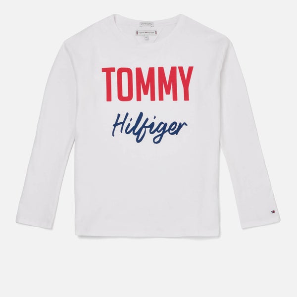 Tommy Hilfiger Girls' Essential Two Colour Long Sleeve T-Shirt - Bright White