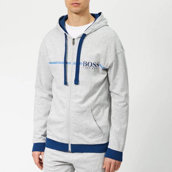 BOSS Men's Authentic Jersey/Brushed Zip Hoodie - Grey