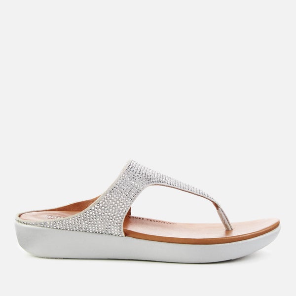 FitFlop Women's Banda Crystalled Toe Post Sandals - Silver