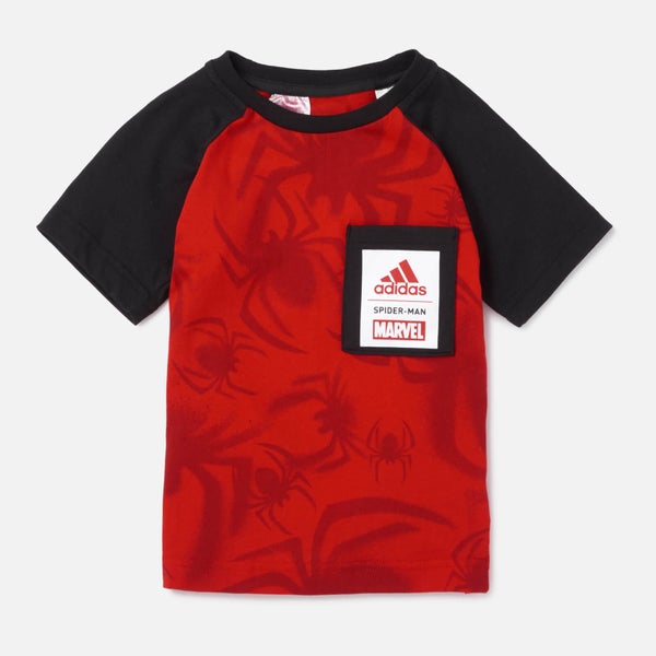 adidas Little Boy Marvel Raglan Short Sleeve T-Shirt - Red