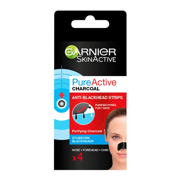 Garnier Pure Active Charcoal Anti-Blackhead Nose Strips(가르니에 퓨어 액티브 차콜 안티 블랙헤드 노즈 스트립 x 4)