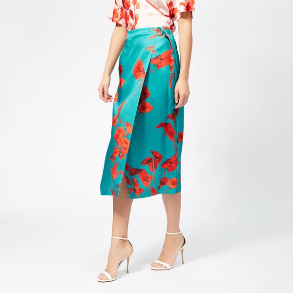 Ted Baker Women's Lilyyy Fantasia Split Hem Midi Skirt - Turquoise