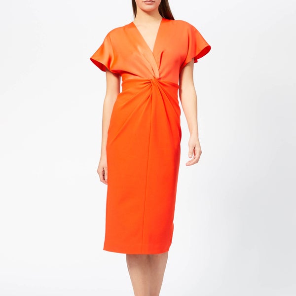 Ted Baker Women's Ellame Wrap Over Full Sleeve Bodycon Dress - Dark Orange