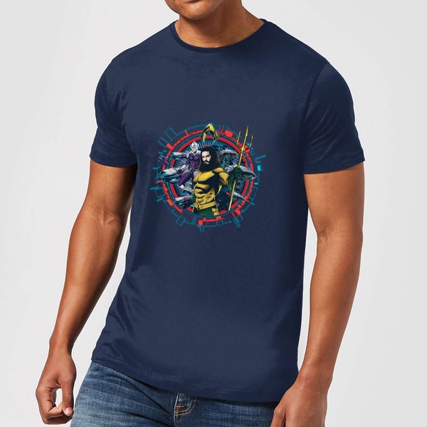 Aquaman Circular Portrait Men's T-Shirt - Navy