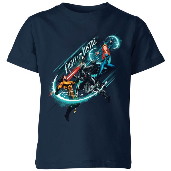 Aquaman Fight For Justice Kinder T-Shirt - Navy Blau